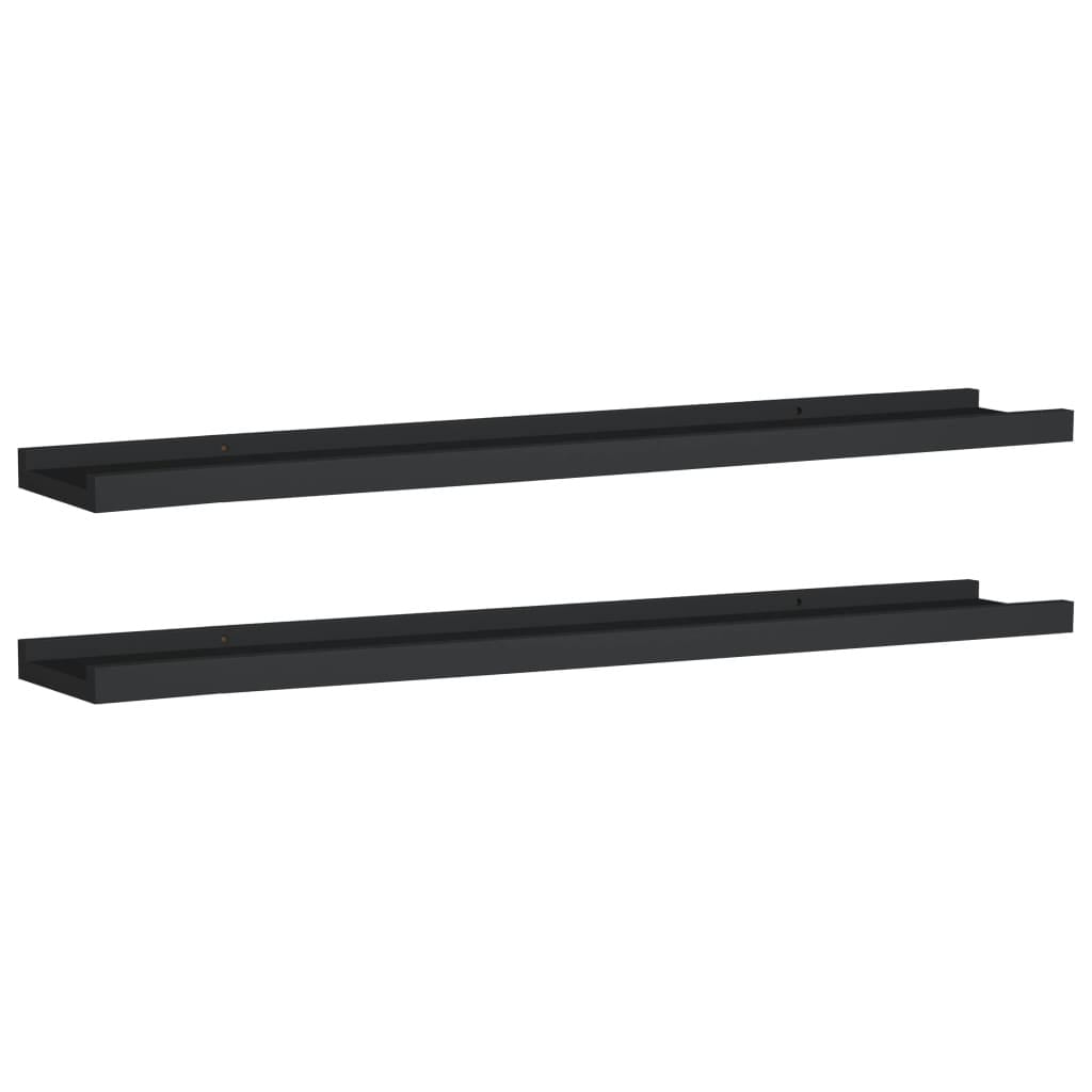 Picture Frame Ledge Shelves 2 pcs Black 31.5"x3.5"x1.2" MDF