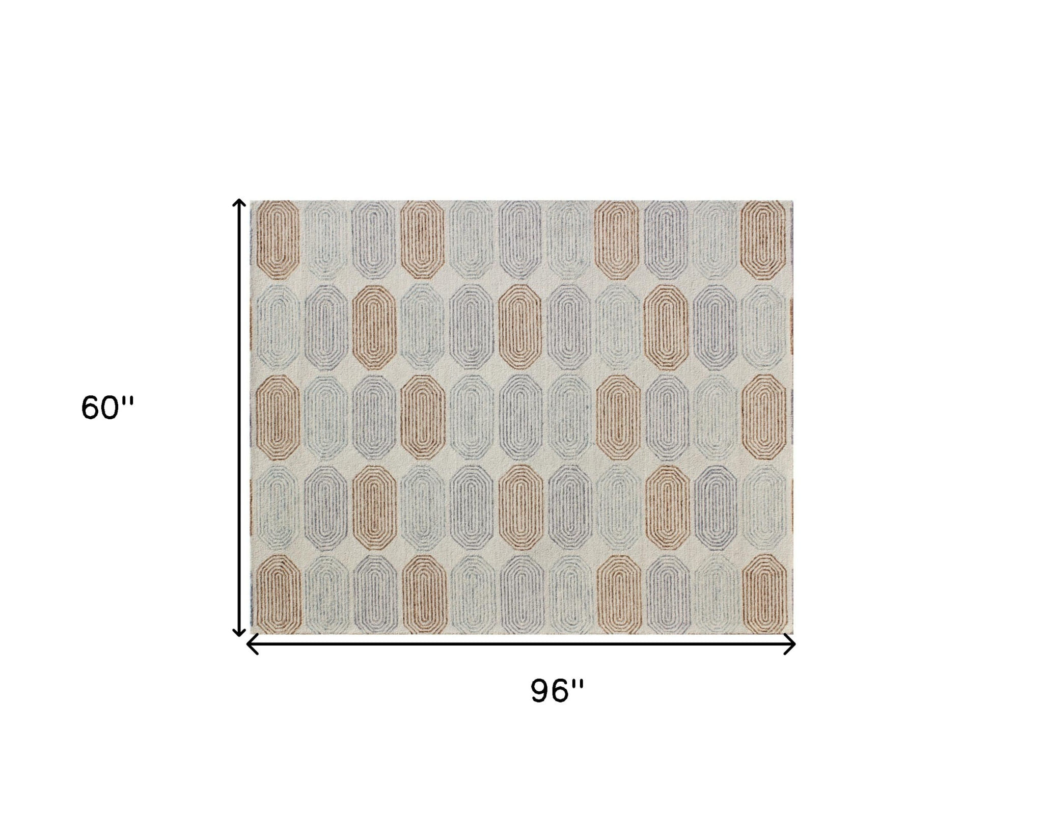 5' X 8' Ivory and Silver Wool Abstract Geometric Hand Tufted Non Skid Area Rug
