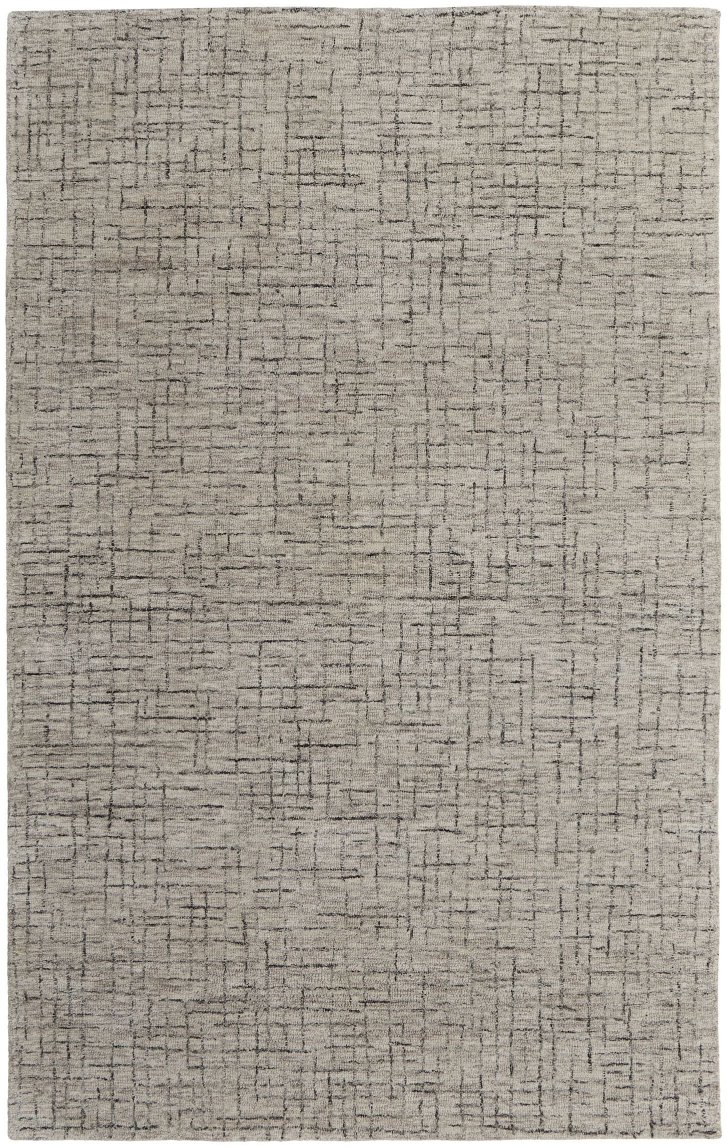 2' X 3' Ivory and Gray Wool Hand Tufted Distressed Area Rug