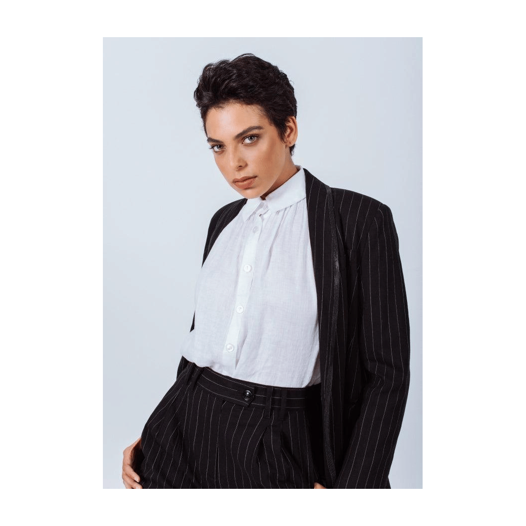 Black Pinstripes Suit Pants