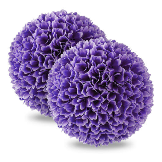 2 Pieces Artificial Plant Topiary Balls Faux Boxwood Decorative Balls-Purple - Color: Purple