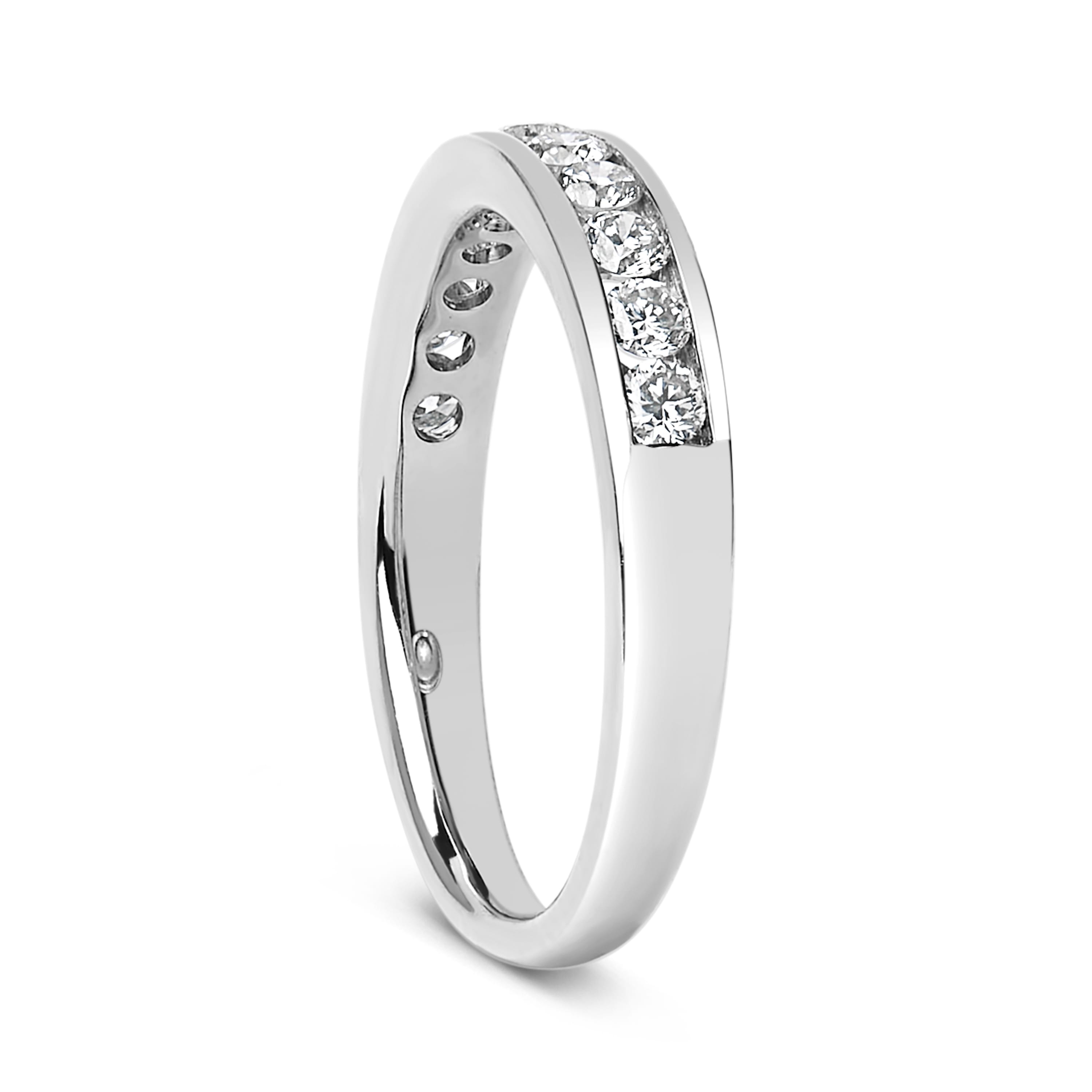 14K White Gold 1/2 Cttw Round Diamond 11 Stone Channel Set Band