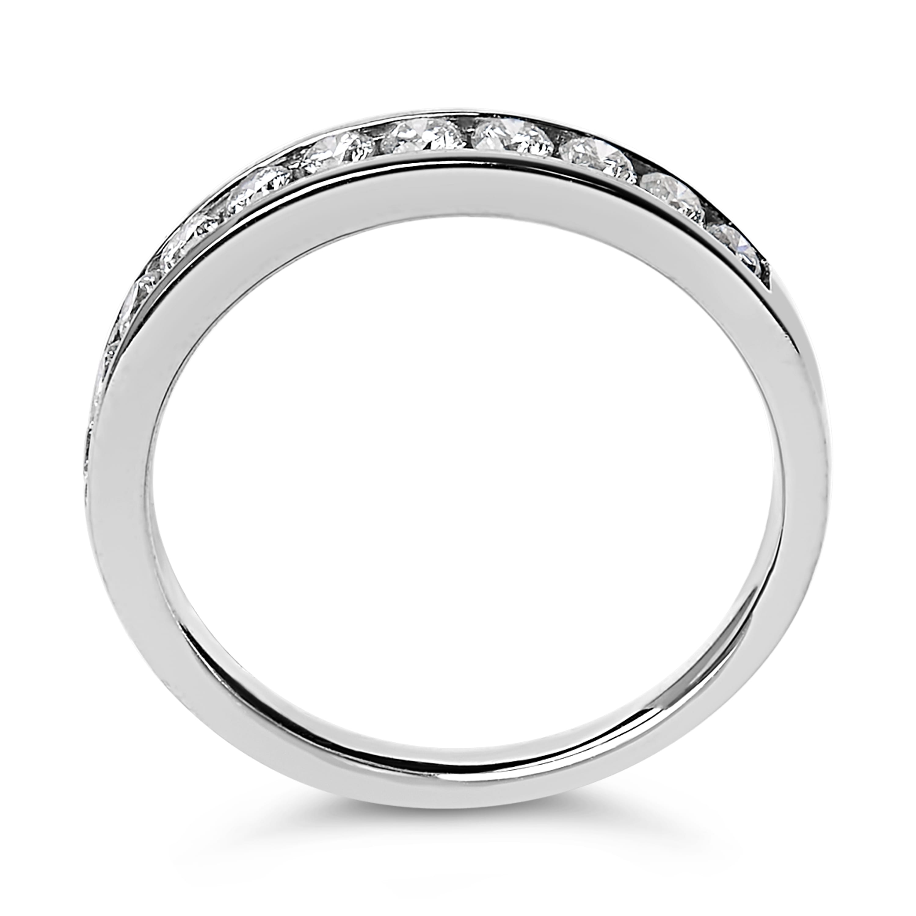 14K White Gold 1/2 Cttw Round Diamond 11 Stone Channel Set Band