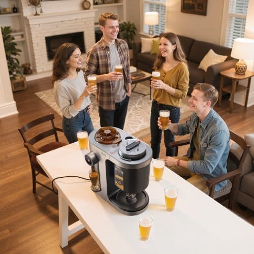 Automatic Home Beer Brewer, 3.43 Gal All-in-One Home Brew Machine, 1500W Power Electric Beer Maker Machine with Mash Boil Device, 304 Stainless Steel Inner Tank, Auto Temp & Pressure Control