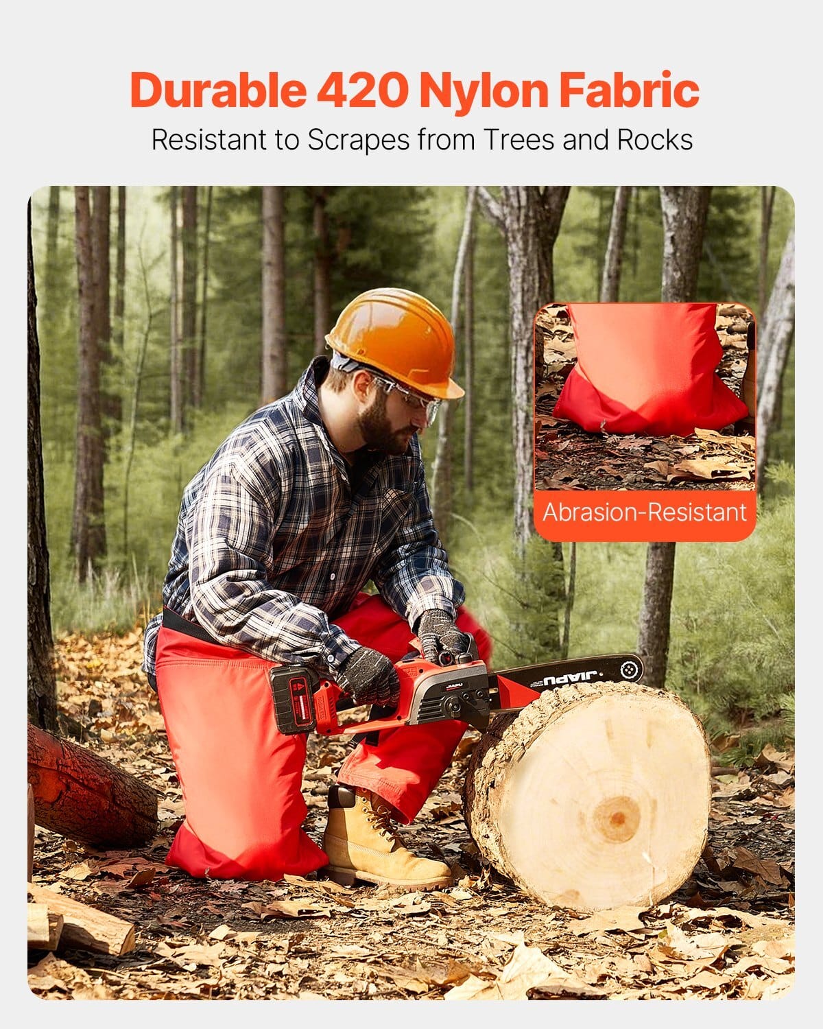 Apron Style Chainsaw Chaps, Class C, 8 Layers Chainsaw Pants with Adjustable Belt & Gear Pocket,  Chain Saw Chaps for Men/Women, Chainsaw Safety Equipment for Loggers Forest Workers, Large