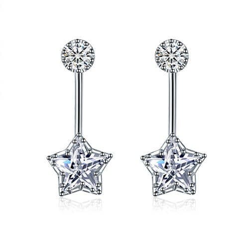 Cubic Zirconia Shining Star Fashion Platinum Plated Women Earrings