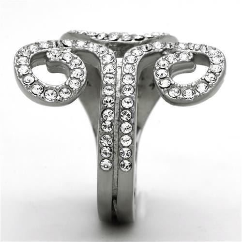TK1437 - High polished (no plating) Stainless Steel Ring with Top Grade Crystal in Clear