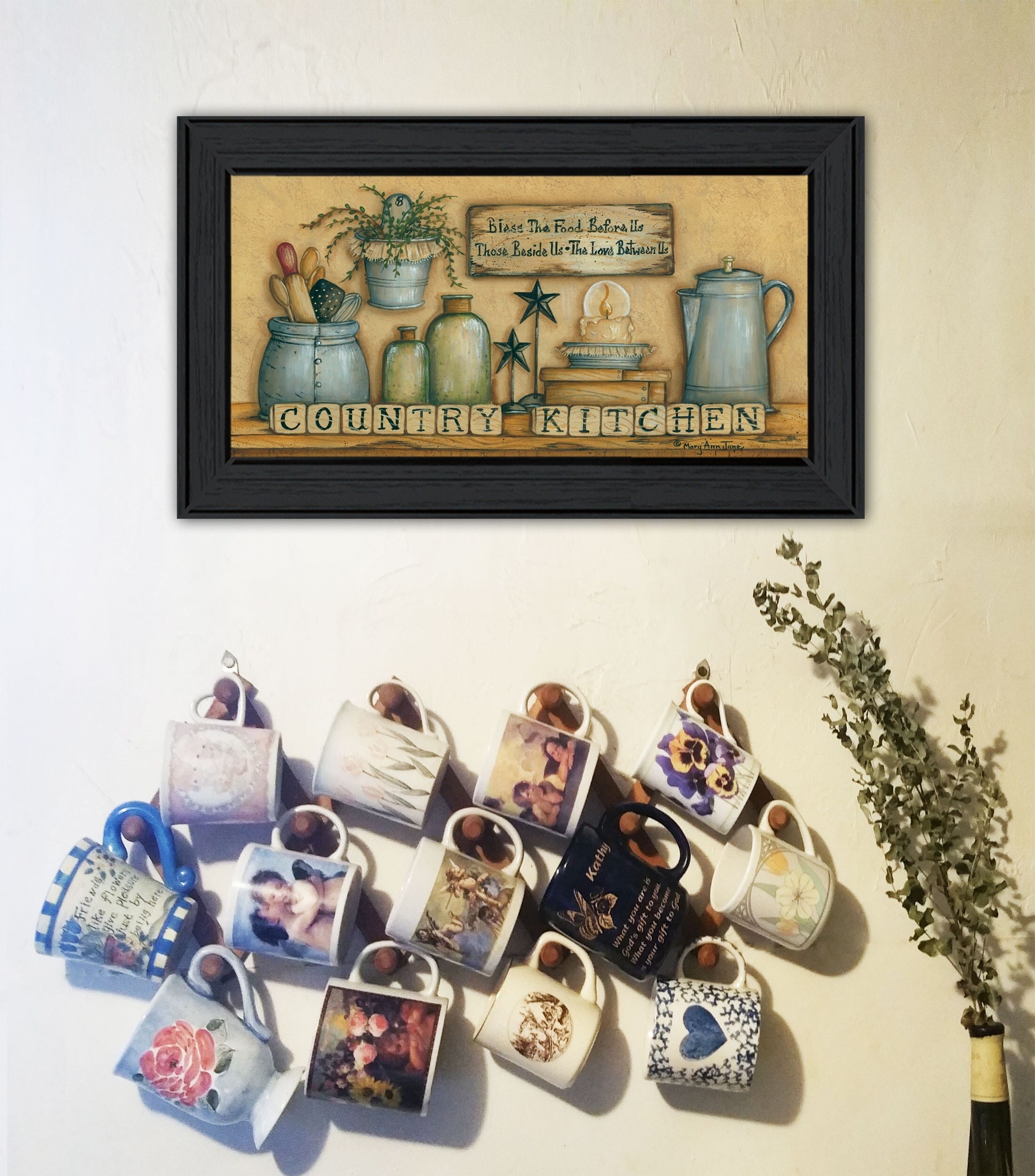 Country Kitchen 6 Black Framed Print Kitchen Wall Art