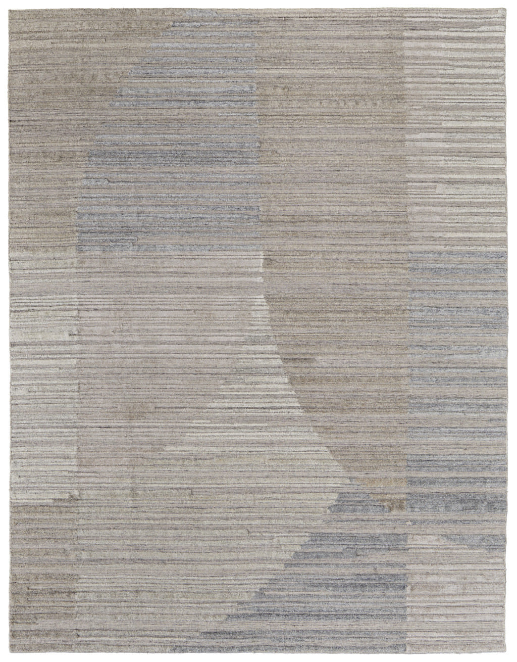 10' X 14' Tan and Blue Abstract Hand Woven Worn Faded Area Rug