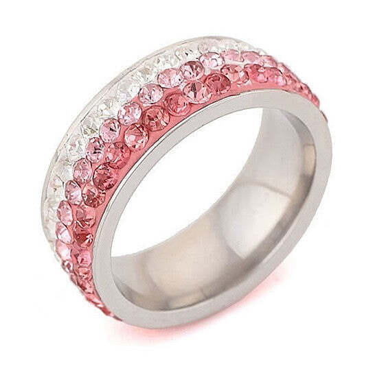 Ring Color: PINK LADY,Ring Size: 6 - Cocktail & Mocktail Rings CZ Crystals With Ombre Effect