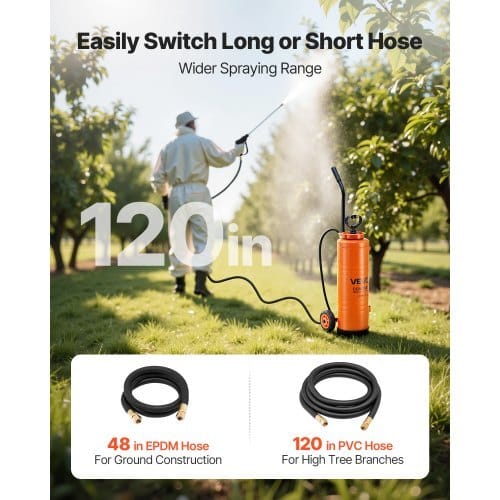 Industrial Sprayer, 4.5 Gallons Large Capacity, Stainless Steel Concrete Sprayer with Ergonomic Handle & Removable Cart, 48" & 120" Hose, Concrete Sealer Sprayers for Form Oils Construction
