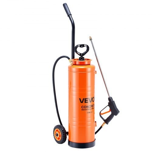 Industrial Sprayer, 4.5 Gallons Large Capacity, Stainless Steel Concrete Sprayer with Ergonomic Handle & Removable Cart, 48" & 120" Hose, Concrete Sealer Sprayers for Form Oils Construction