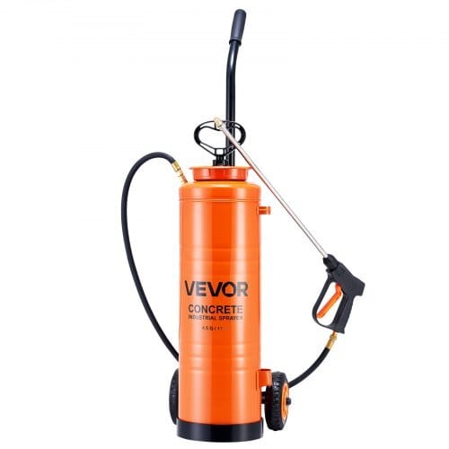 Industrial Sprayer, 4.5 Gallons Large Capacity, Stainless Steel Concrete Sprayer with Ergonomic Handle & Removable Cart, 48" & 120" Hose, Concrete Sealer Sprayers for Form Oils Construction
