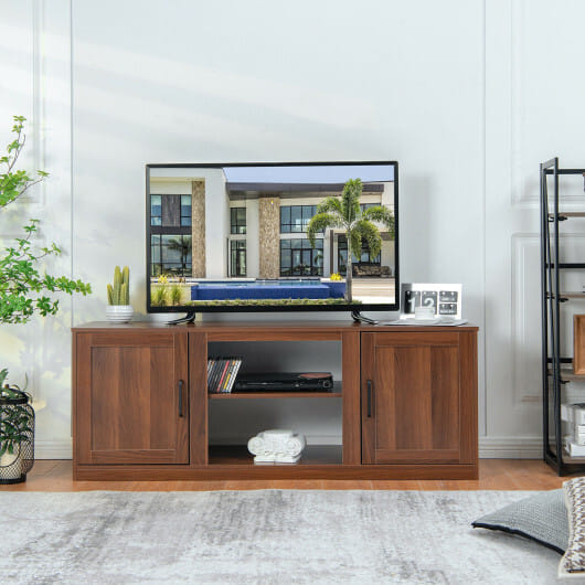 58 Inch TV Stand with 1500W Faux Fireplace for TVs up to 65 Inch-Natural