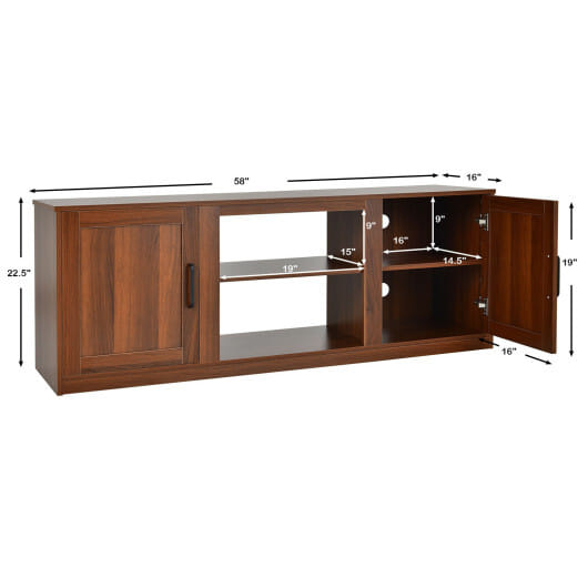 58 Inch TV Stand with 1500W Faux Fireplace for TVs up to 65 Inch-Natural