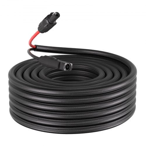 50FT Solar Panel Extension Cable, 10 AWG, Solar Panel Wire with Flame Retardant Protective Sleeving, Female and Male Connectors, IP67 Waterproof PV Wire, for Outdoor Automotive RV, Black & Red