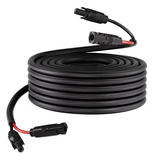 50FT Solar Panel Extension Cable, 10 AWG, Solar Panel Wire with Flame Retardant Protective Sleeving, Female and Male Connectors, IP67 Waterproof PV Wire, for Outdoor Automotive RV, Black & Red
