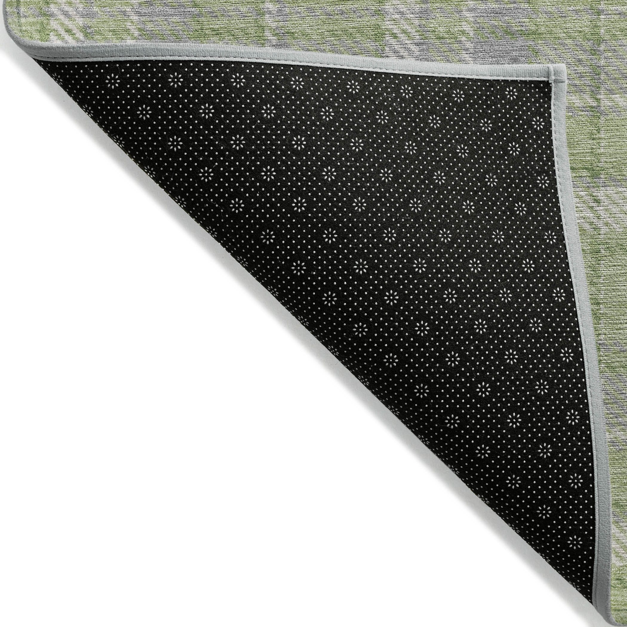 8' X 10' Green and Gray Plaid Washable Non Skid Indoor Outdoor Area Rug