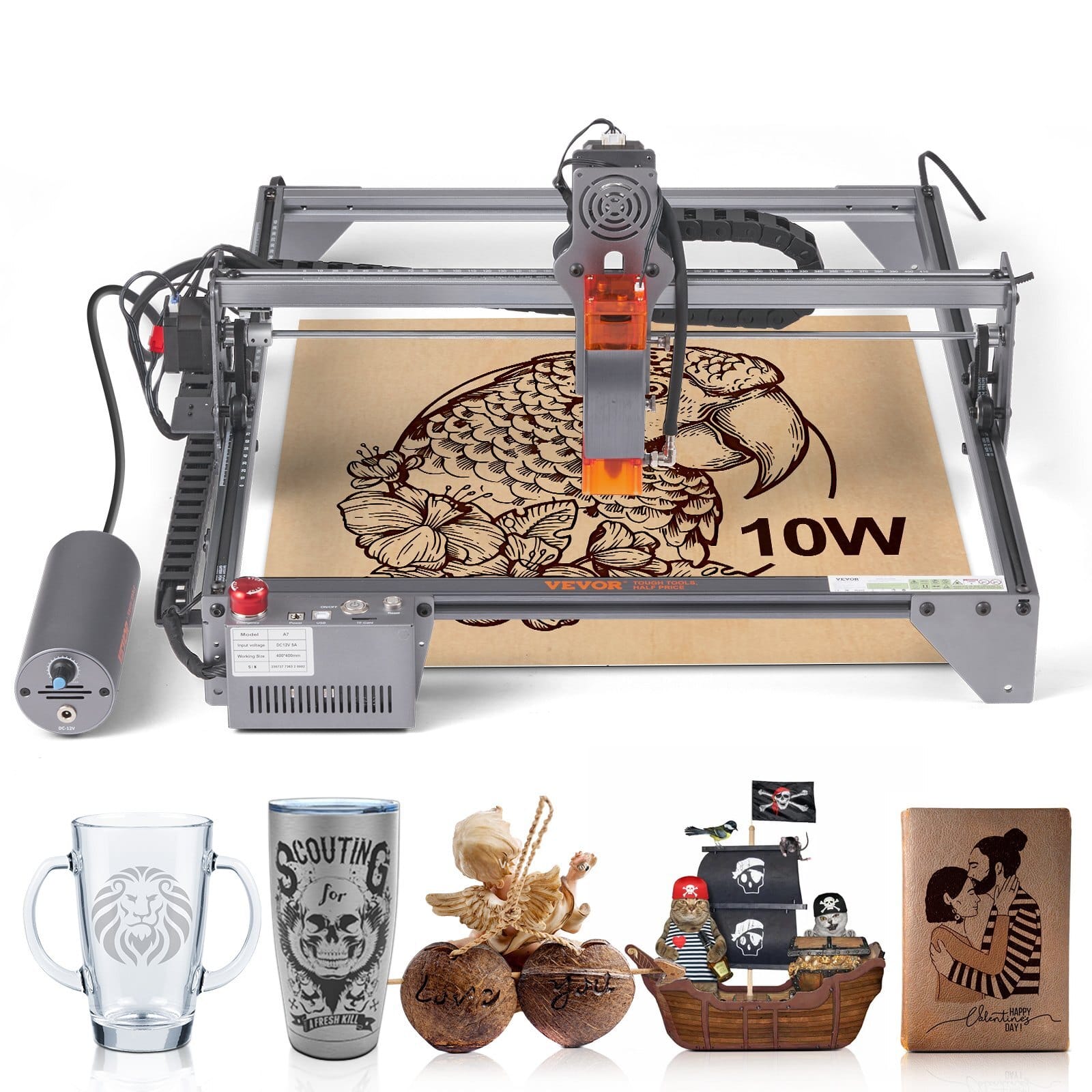 Laser Engraver, 10W Output Laser Engraving Machine, 15.7" x 15.7" Large Working Area, 10000mm/min Movement Speed, Compressed Spot with Eye Protection, Laser Cutter for Wood, Certain Metal