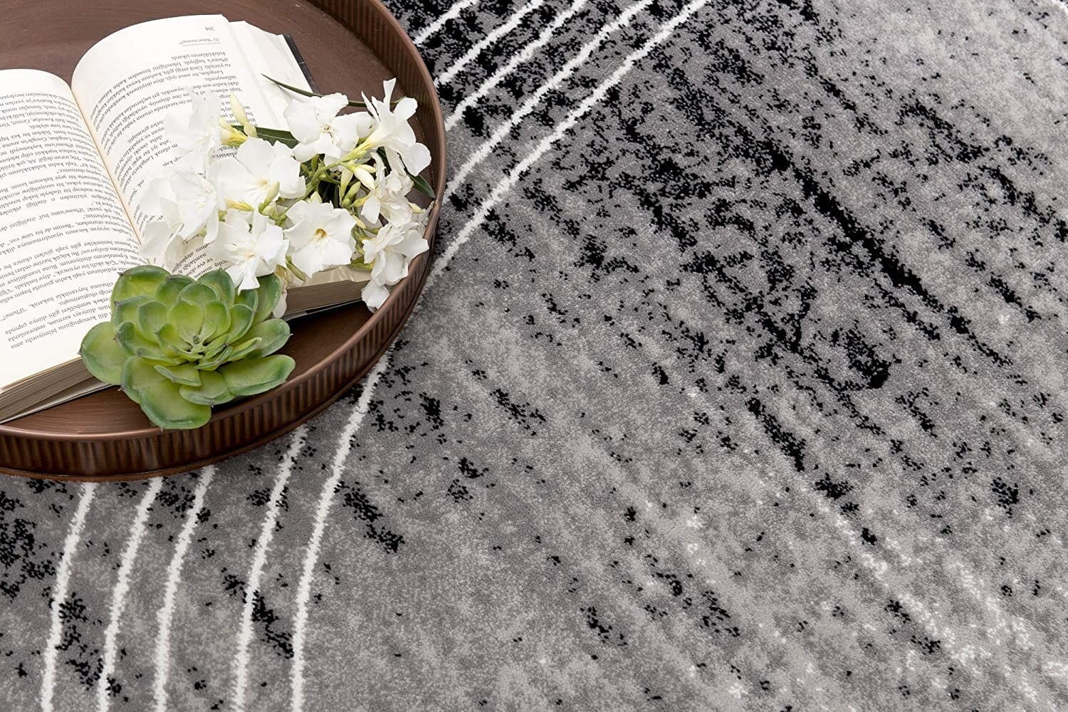 5' X 7' Gray Abstract Dhurrie Area Rug