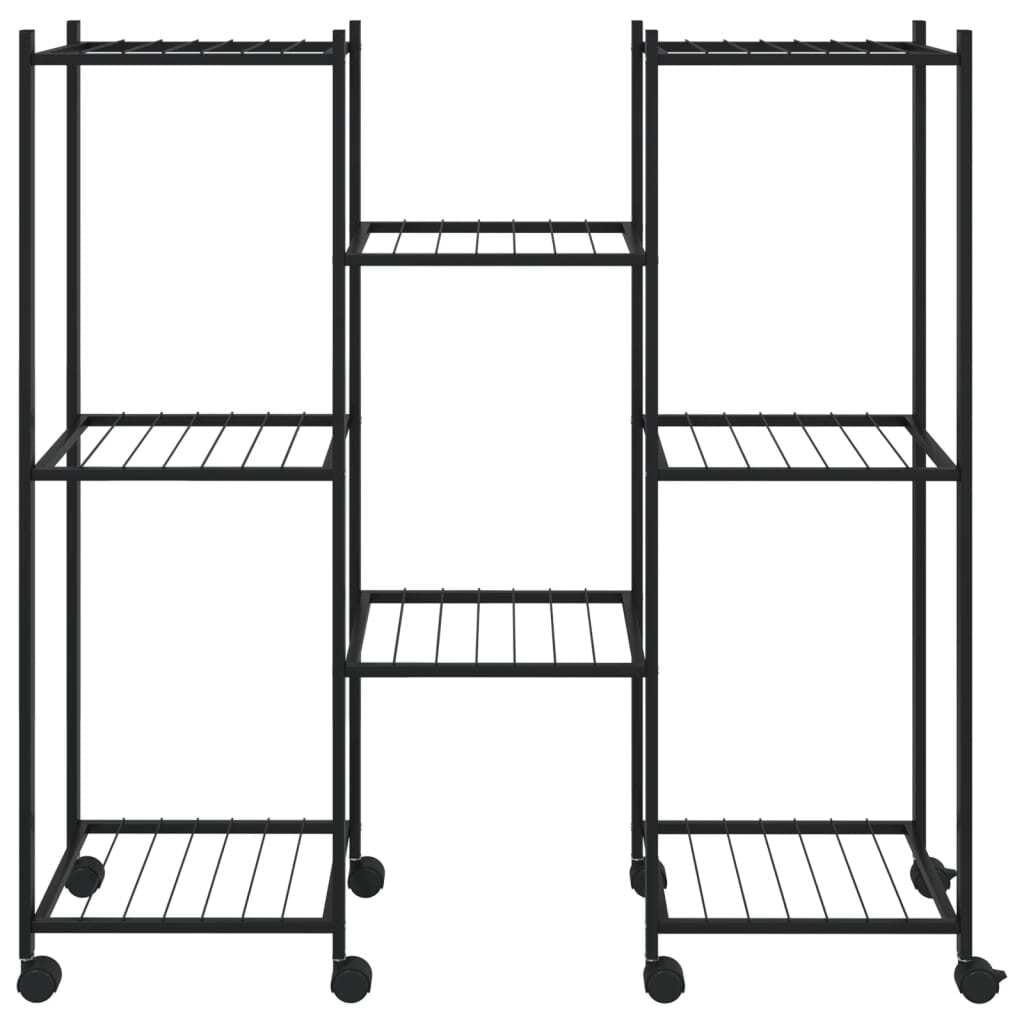 Flower Stand with Wheels 32.7"x9.8"x32.9" Black Iron