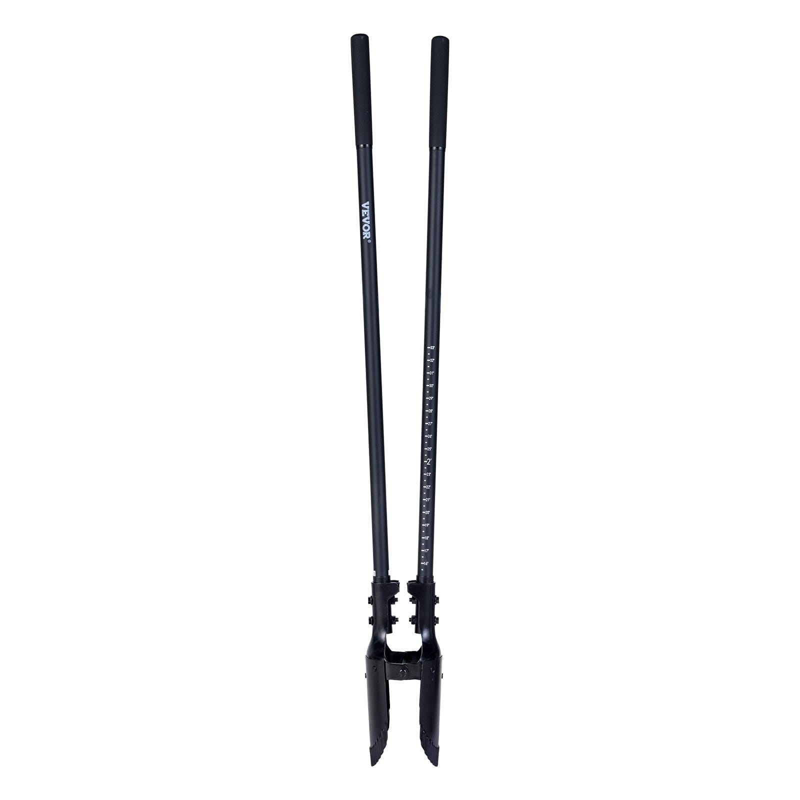 Post Hole Digger, Heavy Duty Post Hole Digger with Fiberglass Handle, Manual Hole Digger with Scale Markings and Metal Blade, Post Hole Digger Tool for Digging Gardening and Outdoors, 57.5-Inch