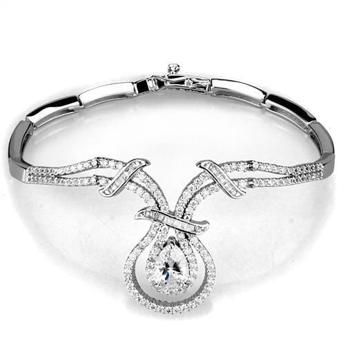 3W1095 - Rhodium Brass Jewelry Sets with AAA Grade CZ in Clear