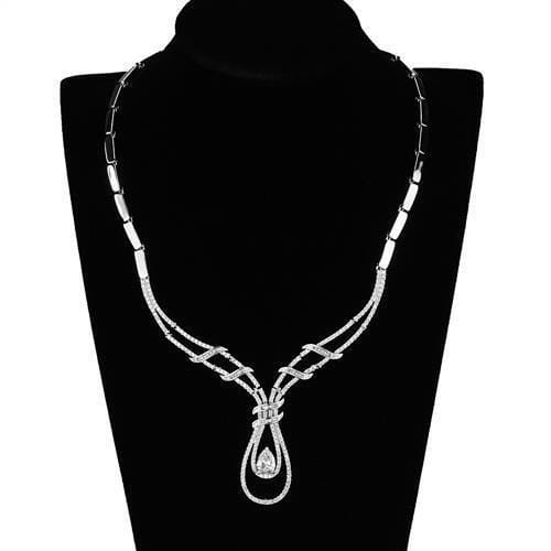 3W1095 - Rhodium Brass Jewelry Sets with AAA Grade CZ in Clear
