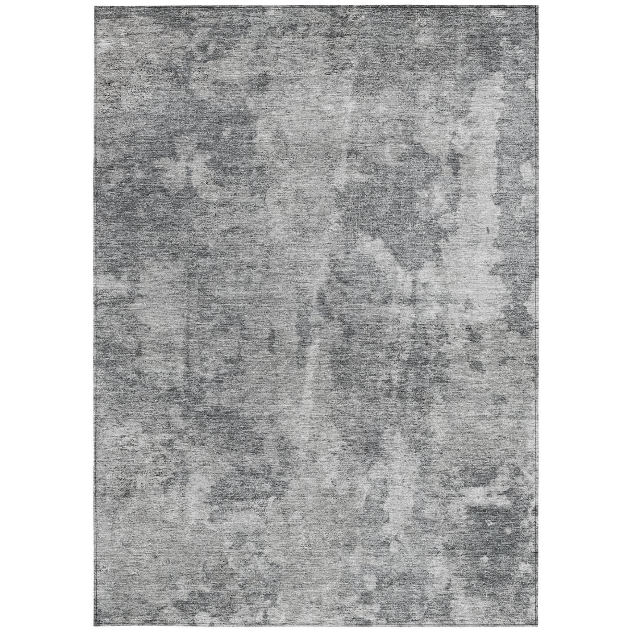 8' X 10' Gray Abstract Washable Non Skid Indoor Outdoor Area Rug