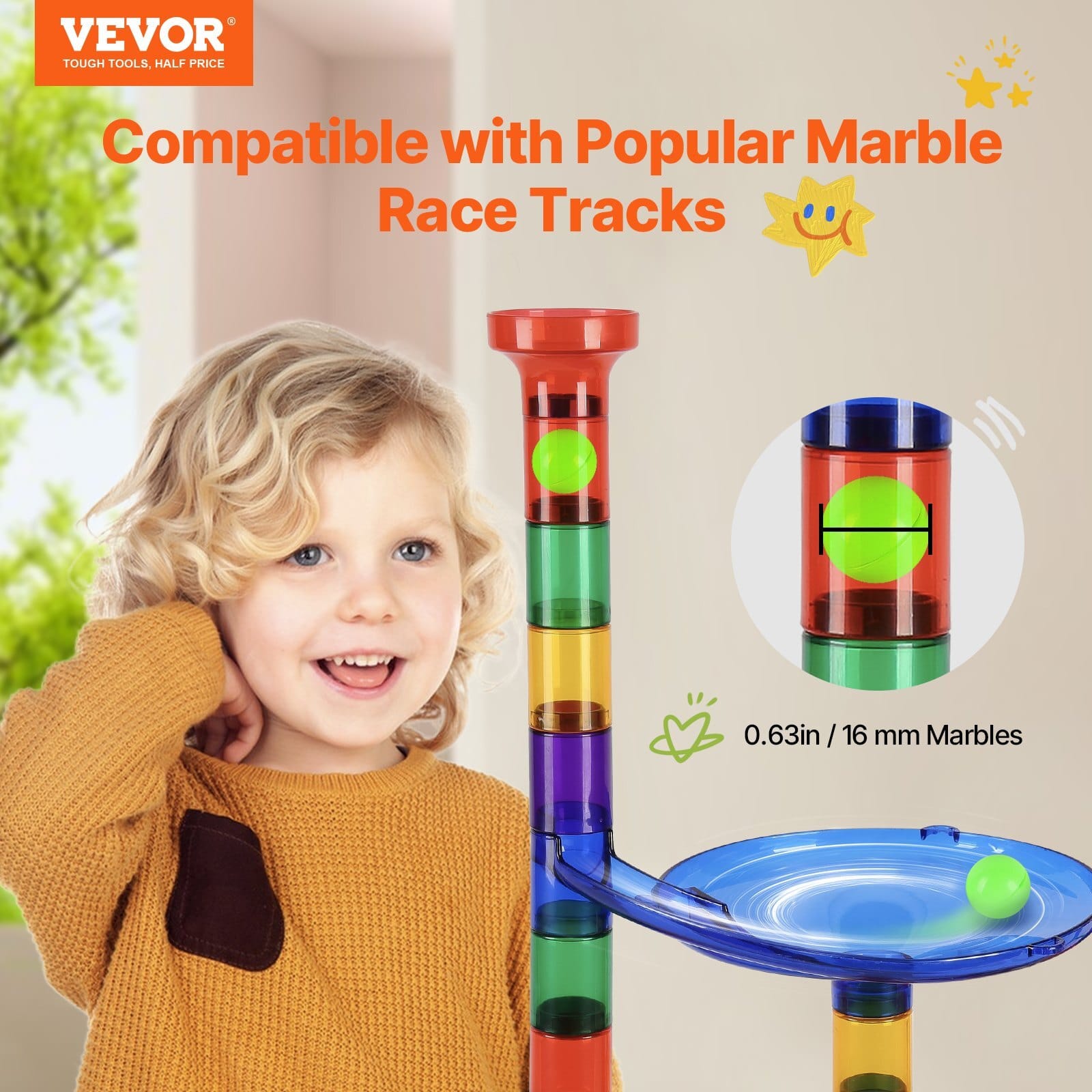 Marble Run Set, 110 Piece Marble Maze Building Block Brain Game, with 10 Glow in the Dark Marbles + 20 Glass Marbles, Educational Learning Race Track STEM Toys, for Kids, Boys, Girls Ages 3 +