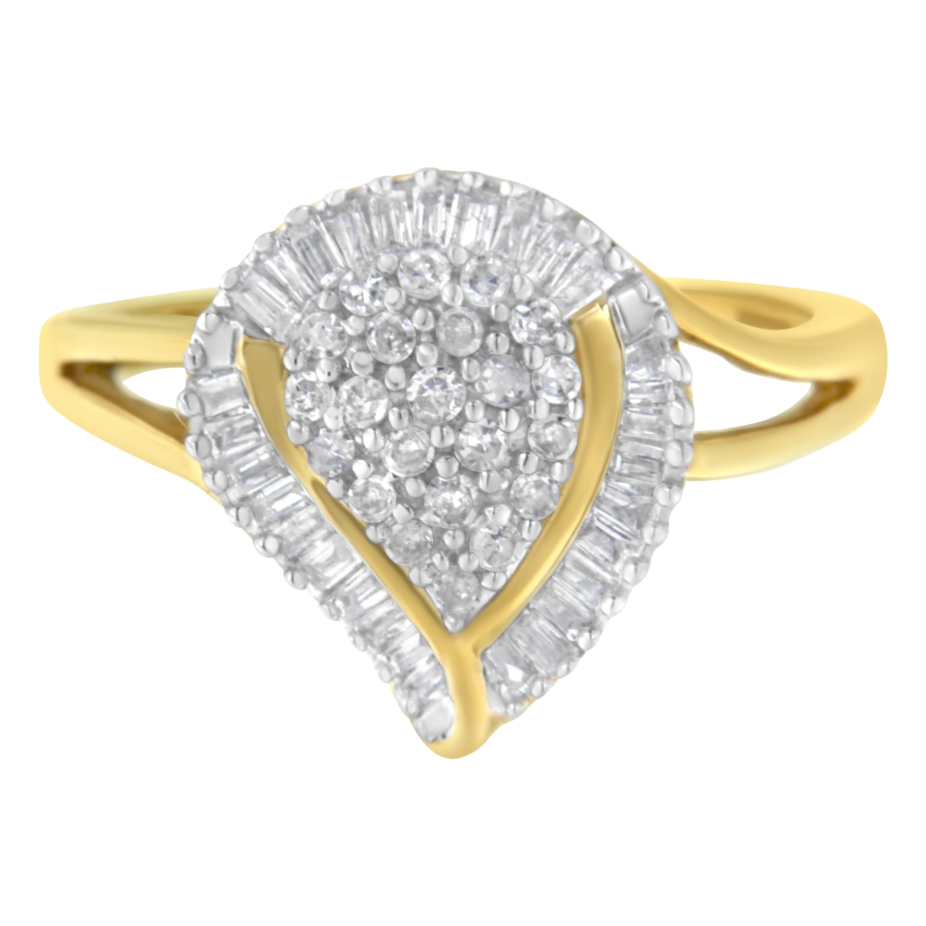 10K Yellow Gold Diamond Cluster Ring (1/2 Cttw, I-J Color, I1-I2 Clarity) - Size 6-1/2