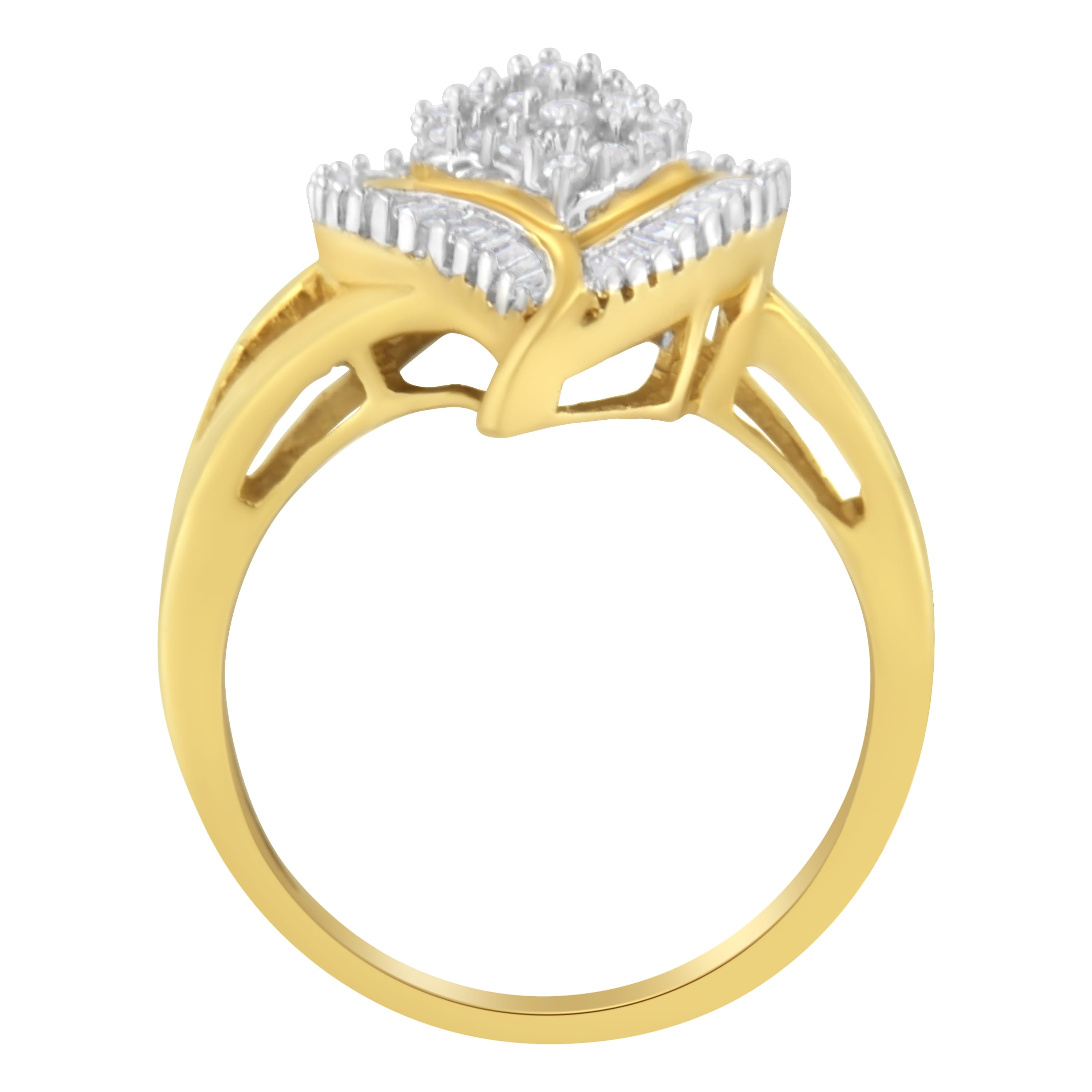 10K Yellow Gold Diamond Cluster Ring (1/2 Cttw, I-J Color, I1-I2 Clarity) - Size 6-1/2