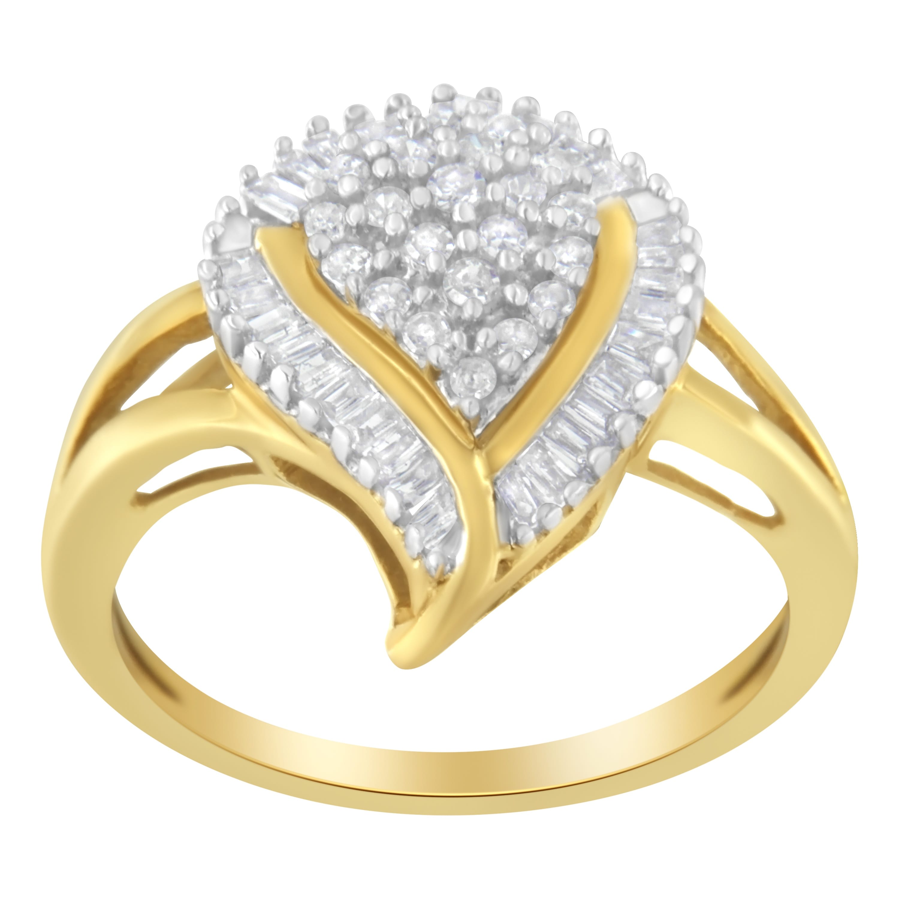 10K Yellow Gold Diamond Cluster Ring (1/2 Cttw, I-J Color, I1-I2 Clarity) - Size 6-1/2