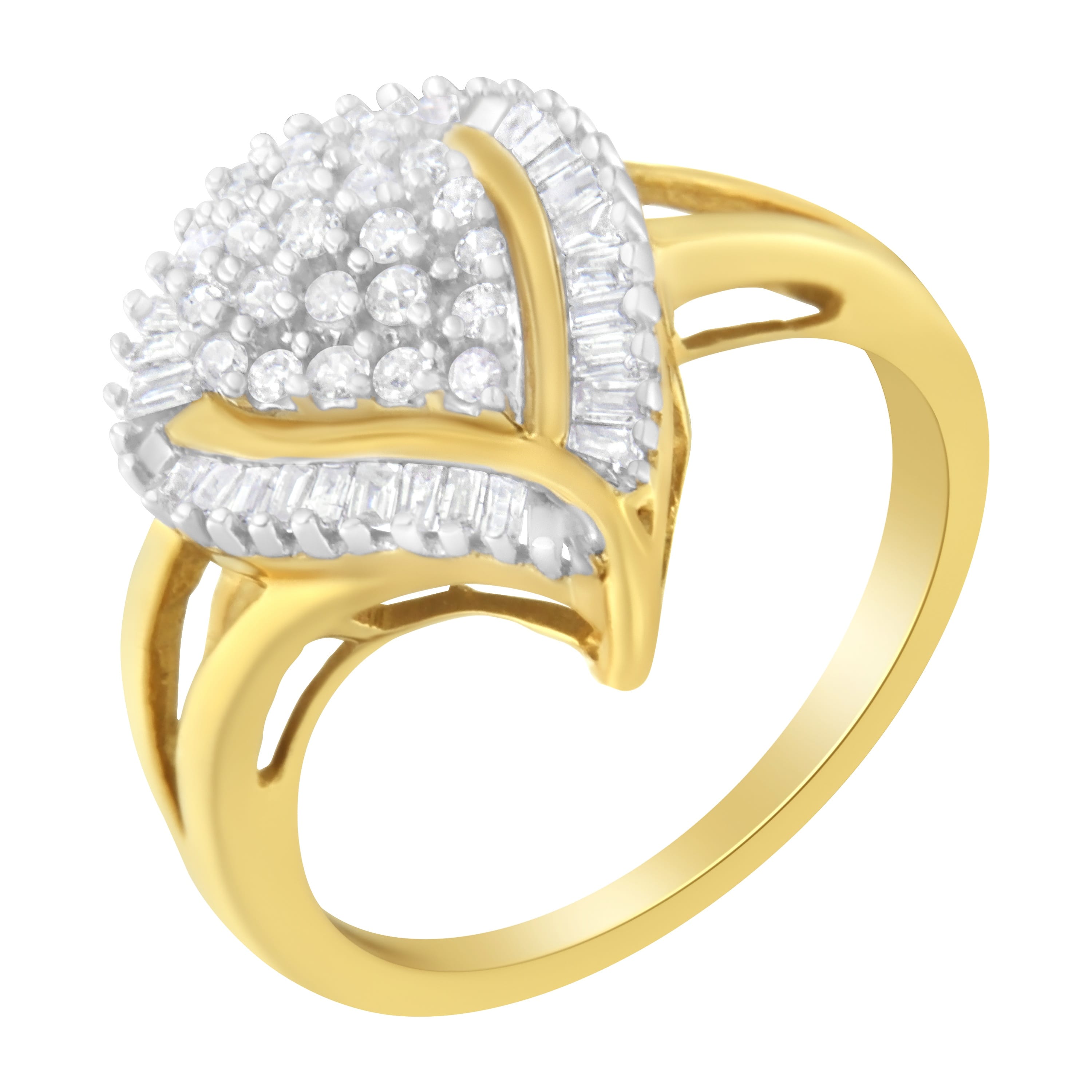 10K Yellow Gold Diamond Cluster Ring (1/2 Cttw, I-J Color, I1-I2 Clarity) - Size 6-1/2