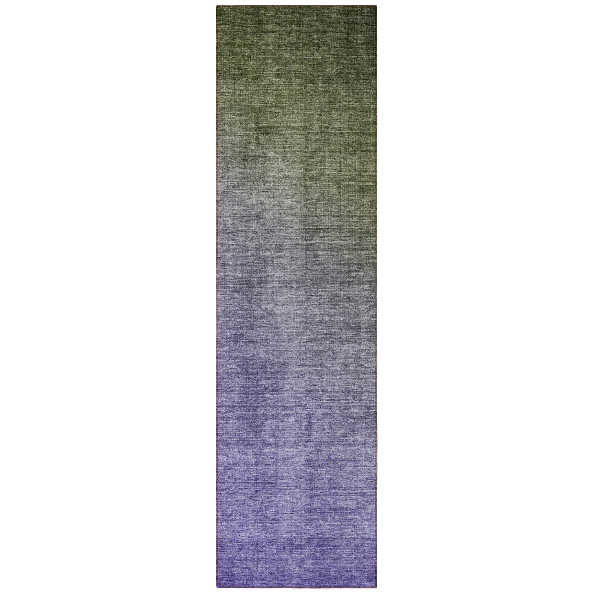 8' Runner Olive Green and Purple Ombre Washable Non Skid Indoor Outdoor Runner Rug