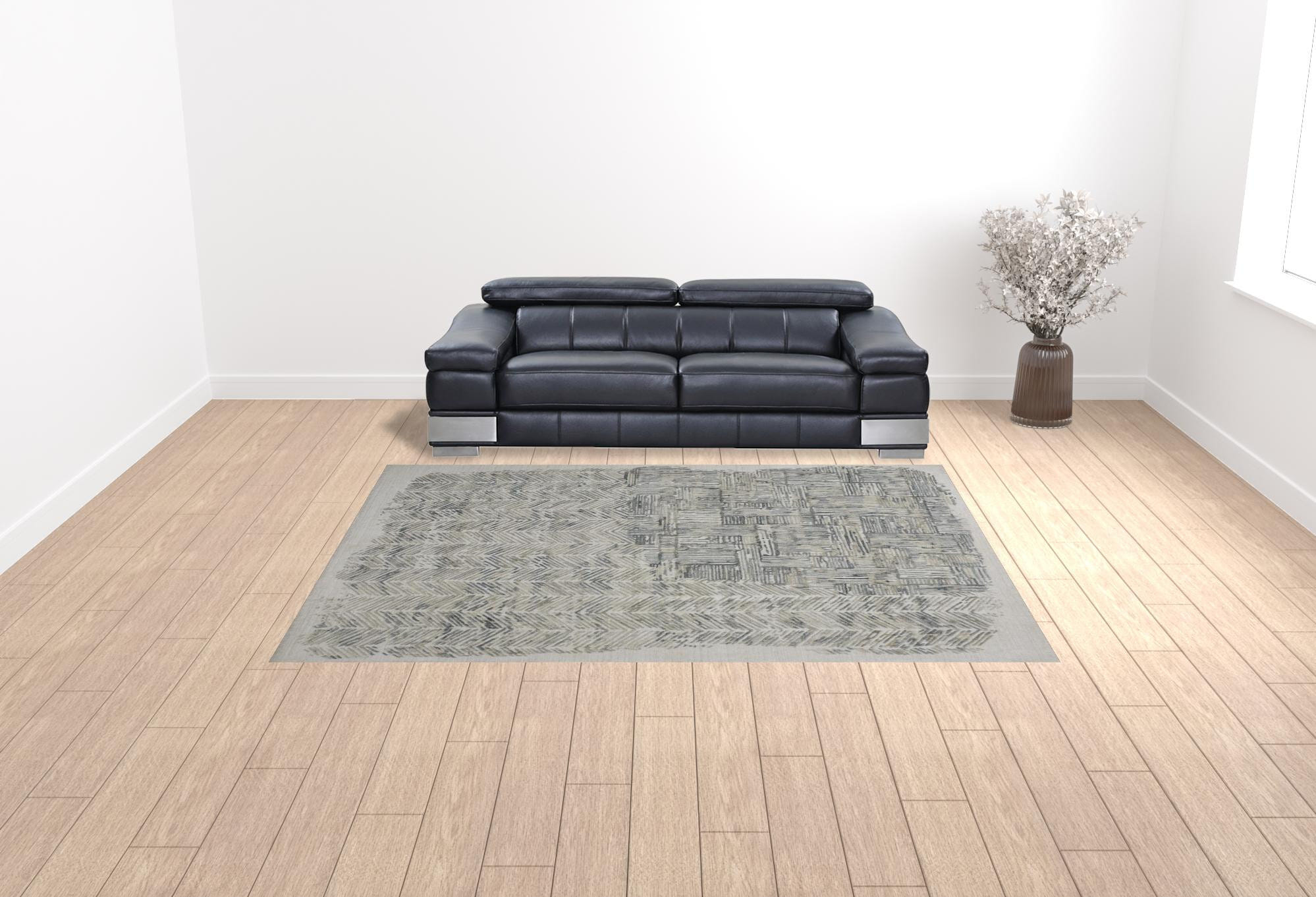 9' X 12' Green Blue And Ivory Abstract Hand Woven Area Rug