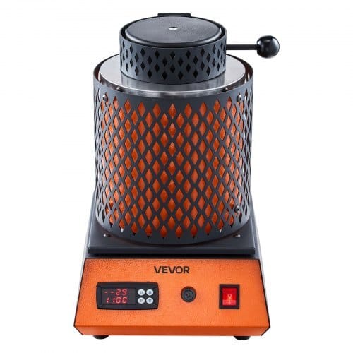 Electric Melting Furnace, 1350W Electric Metal Smelter Foundry, 2102?„‰/1150?„? Metal Smelting Machine with 3kg Ceramic Crucible, Gold Smelting Kit for Jewelry Making, Metal Bars, Metal Components