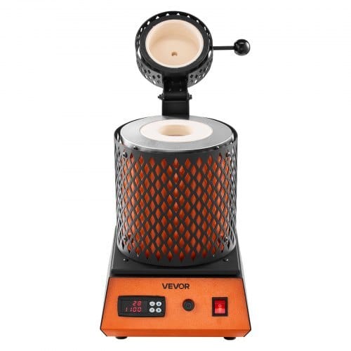 Electric Melting Furnace, 1350W Electric Metal Smelter Foundry, 2102?„‰/1150?„? Metal Smelting Machine with 3kg Ceramic Crucible, Gold Smelting Kit for Jewelry Making, Metal Bars, Metal Components