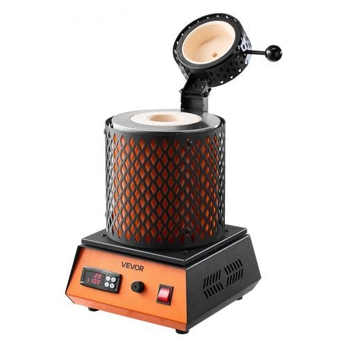 Electric Melting Furnace, 1350W Electric Metal Smelter Foundry, 2102?„‰/1150?„? Metal Smelting Machine with 3kg Ceramic Crucible, Gold Smelting Kit for Jewelry Making, Metal Bars, Metal Components