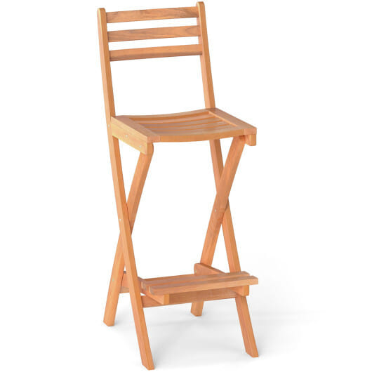 Acacia Wood Bar Height Chair with Backrest and Footrest for Backyard-Set of 1 - Size: Set of 1