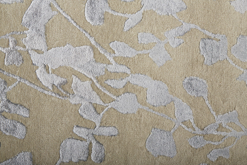 8' Tan and Gray Wool Floral Hand Tufted Runner Rug