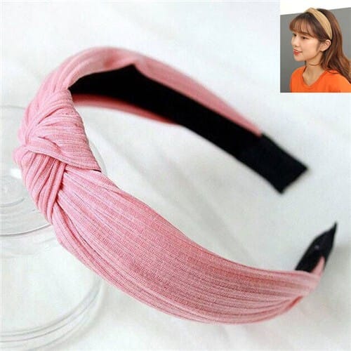 Velvet Texture Bowknot Design Fashion Cloth Hair Hoop - Pink