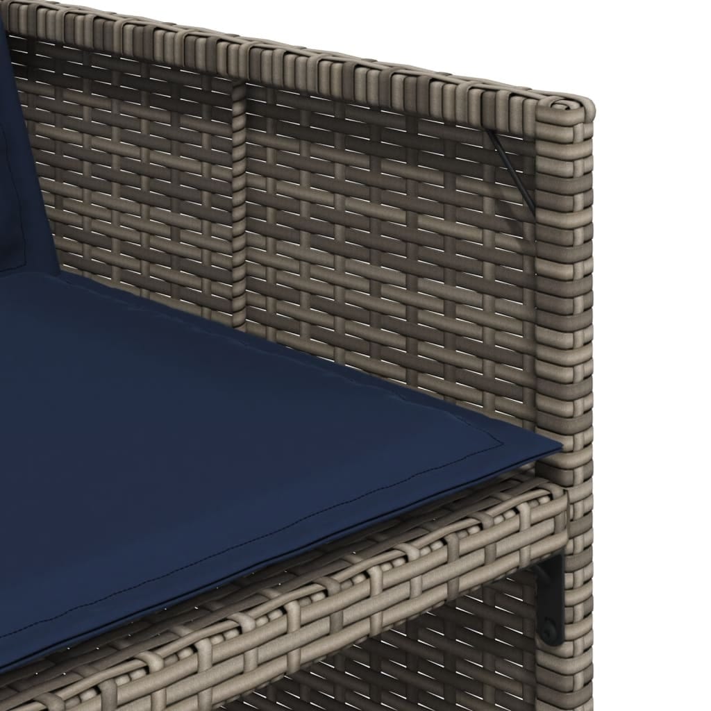 7 Piece Garden Dining Set with Cushions Grey Poly Rattan