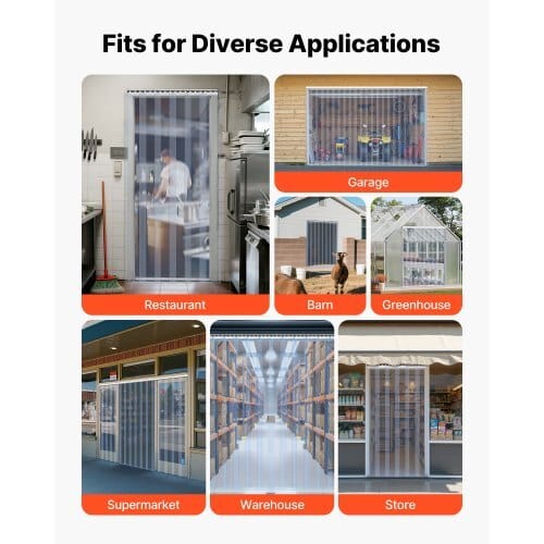 Clear PVC Strip Curtain, 84 in Height x 48 in Width x 0.08 in Thickness, 8 PCS Walk in Freezer Cooler Curtain Strips, Smooth Waterproof Plastic Door Strips for Warehouse, Freezer, Garage Doors