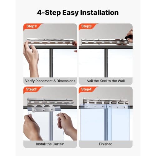 Clear PVC Strip Curtain, 84 in Height x 48 in Width x 0.08 in Thickness, 8 PCS Walk in Freezer Cooler Curtain Strips, Smooth Waterproof Plastic Door Strips for Warehouse, Freezer, Garage Doors