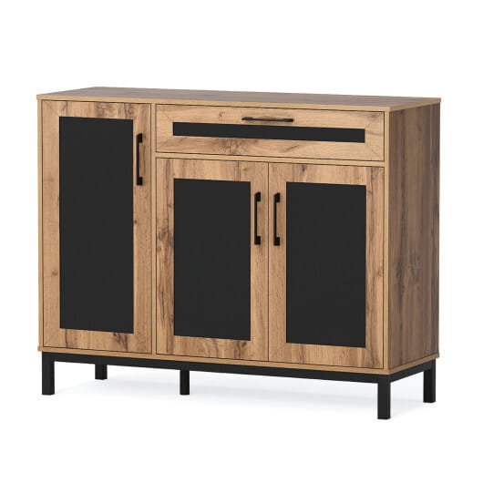 48 Inch Sideboard Buffet Cabinet with Drawer and Metal Legs-Natural - Color: Natural