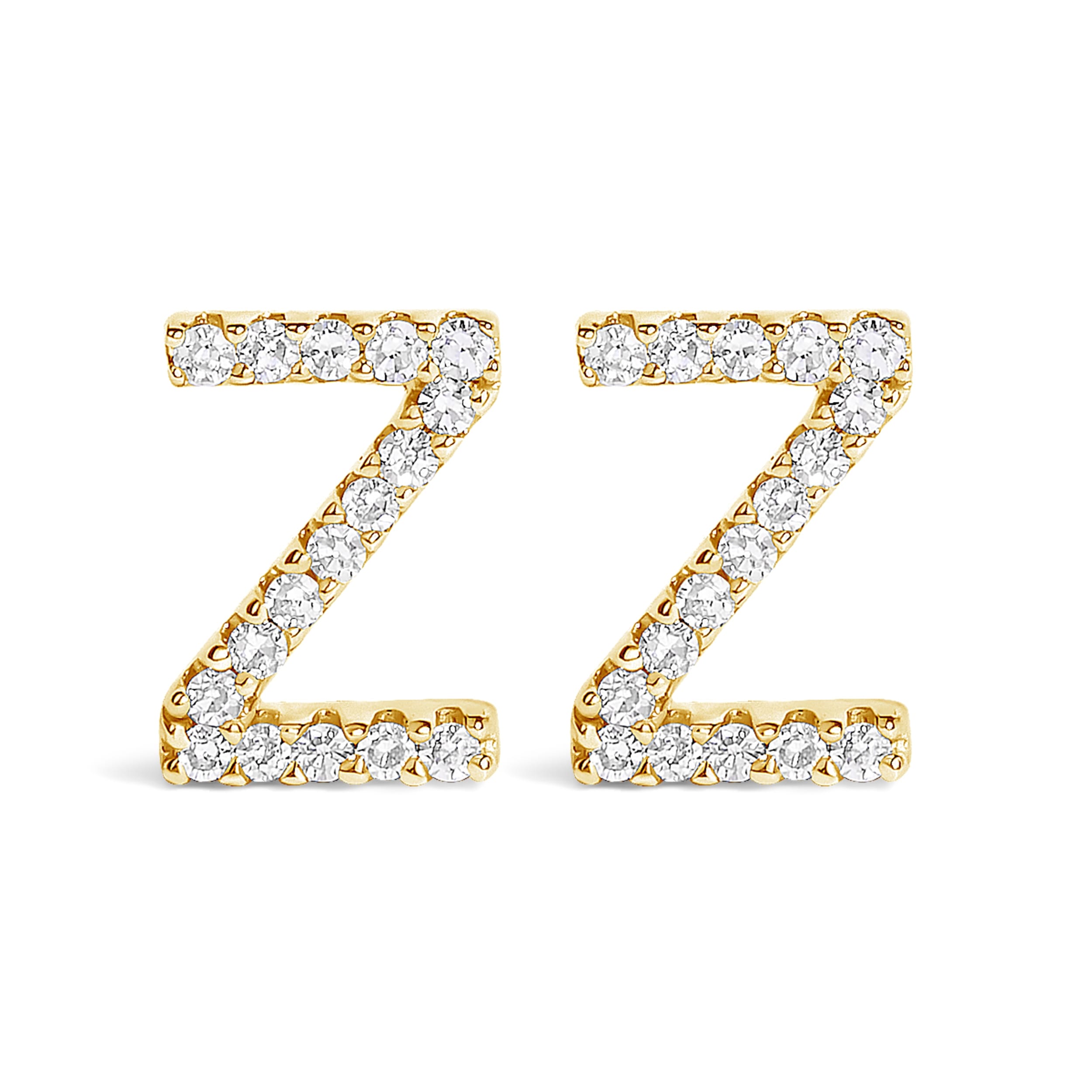 10K Yellow Gold 1/10 Cttw Diamond 'Z' Initial Stud Earring
