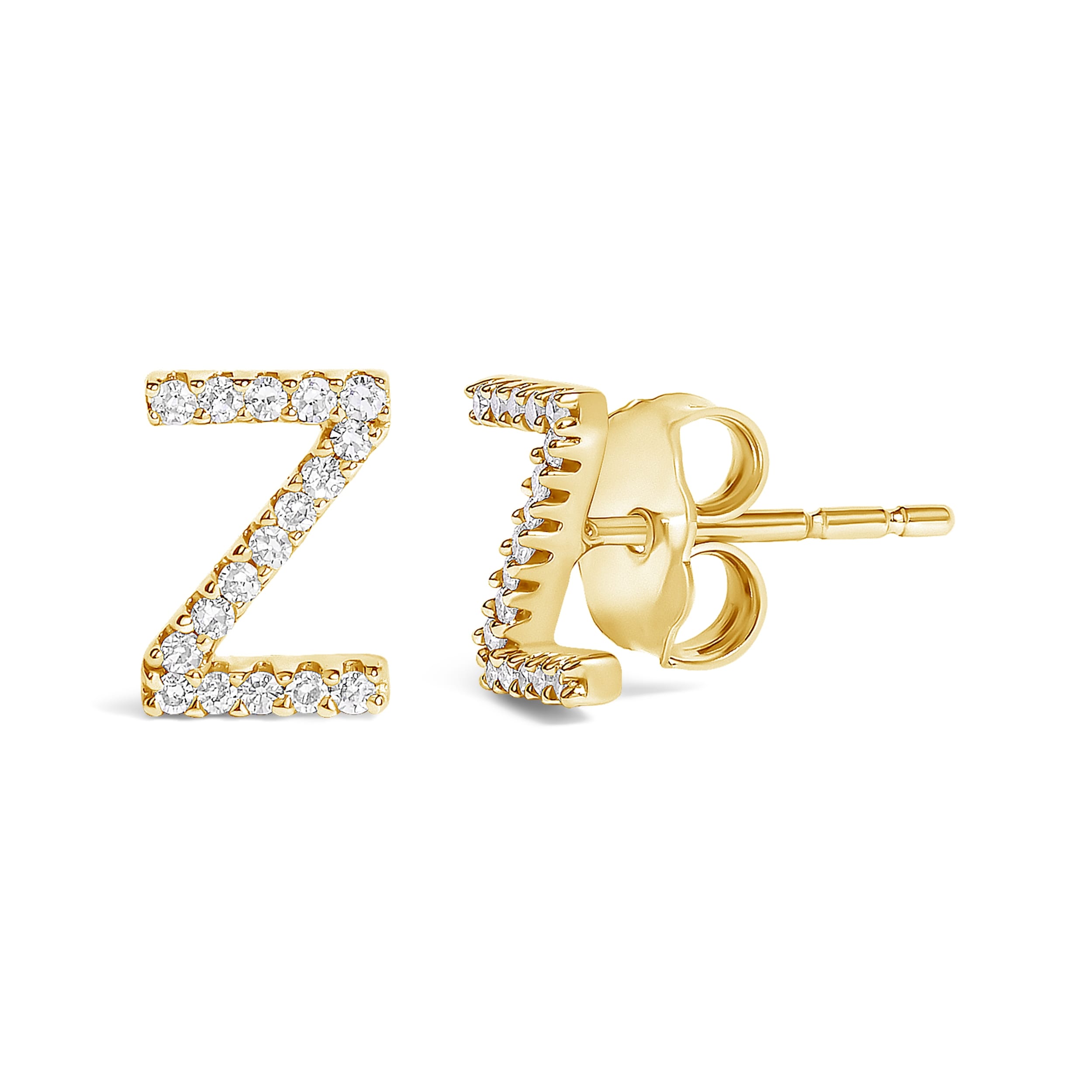 10K Yellow Gold 1/10 Cttw Diamond 'Z' Initial Stud Earring