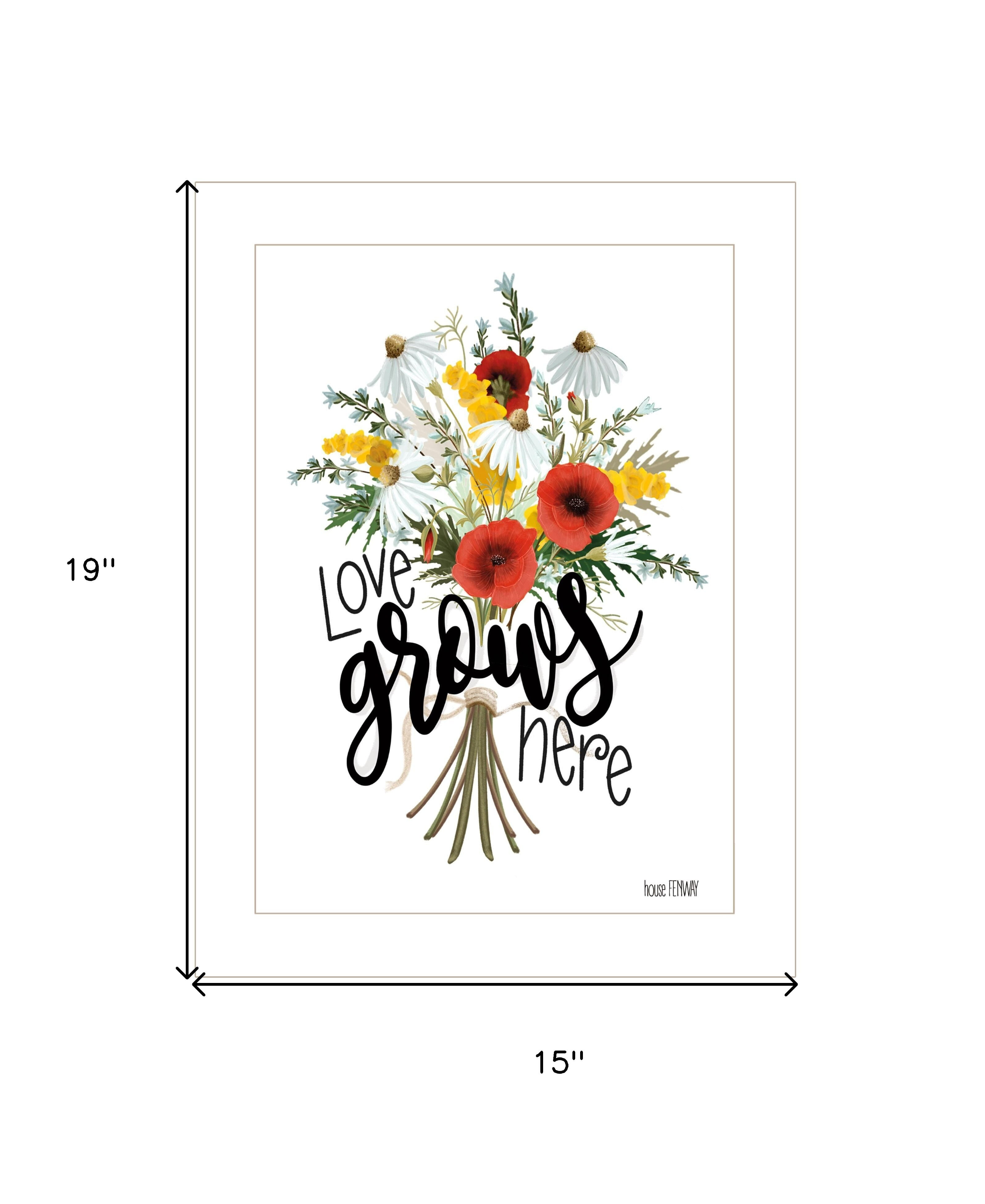 Love Grows Here 2 White Framed Print Wall Art