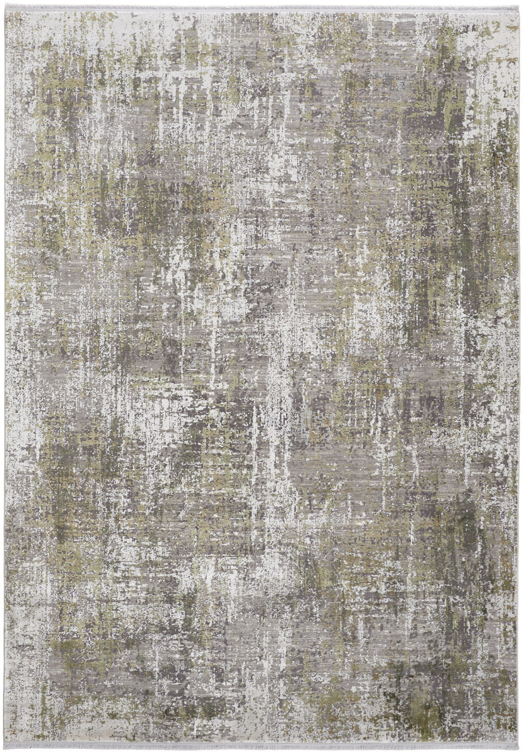 2' X 3' Gray and Ivory Abstract Non Skid Area Rug With Fringe